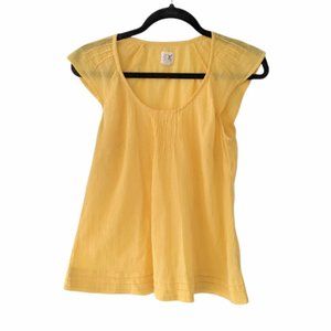 Anthropologie yellow flutter sleeve top size 4